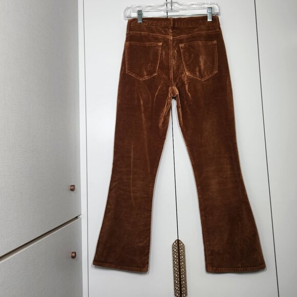 Frame Le Crop Mini Boot Cotton Blend Velvet kick-Flare Pants Size 26 Brown - Picture 3 of 8